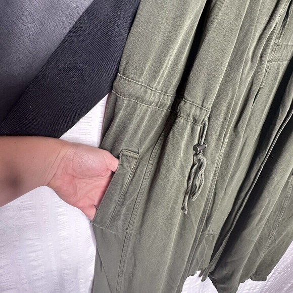 Torrid Jacket Womens 2XL Olive Green Black Twill Faux Leather Anorak Drape Coat - Picture 5 of 11